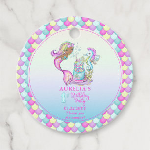 Little Mermaid of Colour - Girl 1st Birthday Party Favour Tags