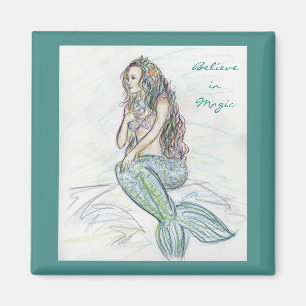 Little Mermaid on Rock Custom Fridge Magnets