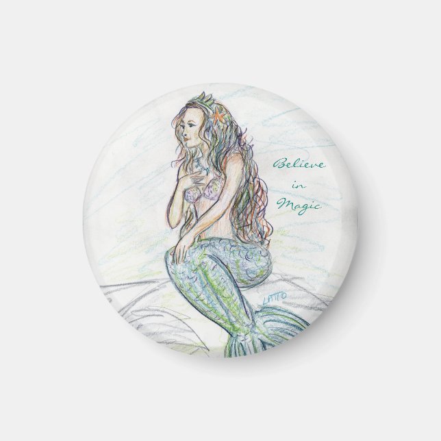 Little Mermaid on Rock Custom Refrigerator Magnets (Front)