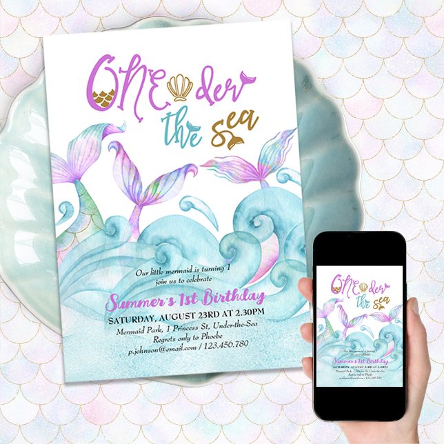 Little Mermaid Oneder the Sea 1st Birthday Invitation (Creator Uploaded)