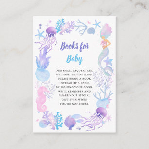 Little Mermaid Pastel Baby Shower Books For Baby Enclosure Card