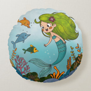 Little mermaid round cushion