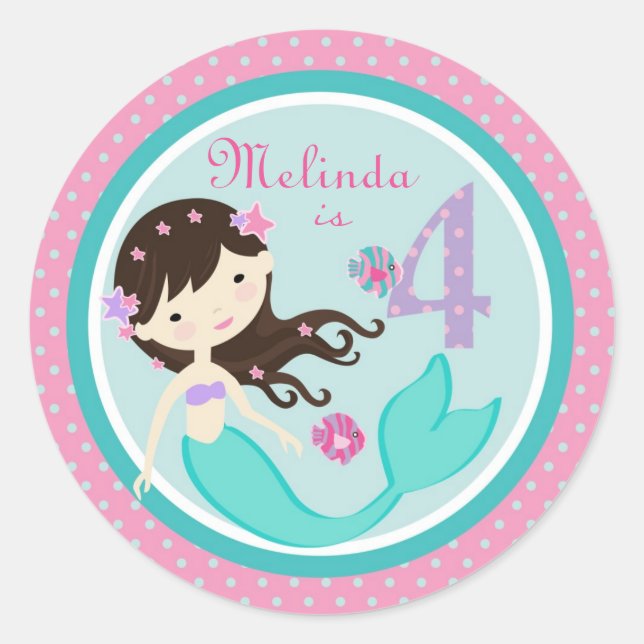 Little Mermaid Sticker Brunette 4B (Front)