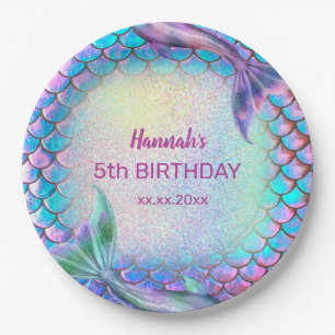 little mermaid theme pattern Birthday Paper Plate