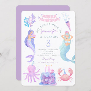 Little Mermaid Under sea Magic Birthday Invitation