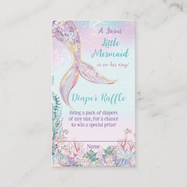 Little Mermaid Under the Sea Baby Diaper Raffle  Enclosure Card (Front)