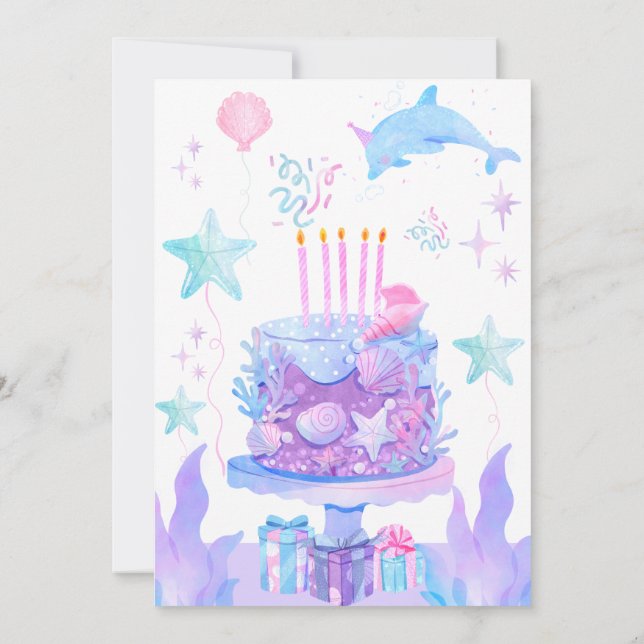 little Mermaid Under the Sea Birthday Invitation (Back)