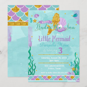 Little Mermaid Under the Sea Birthday Invitation