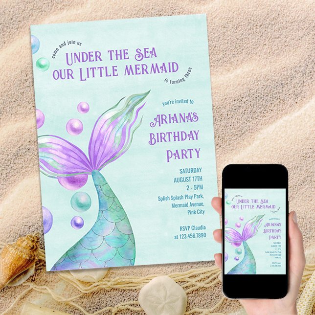 Little Mermaid Under the Sea Girls Birthday Party Invitation (Creator Uploaded)