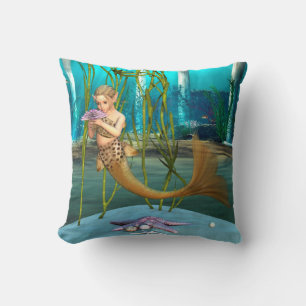 Little Mermaid with Anemone Flower Cushion
