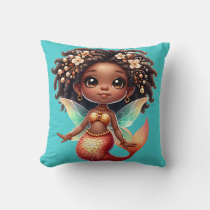“Little Mermaid with Brown Eyes & Curly Hair" Cushion