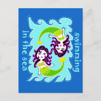Little Mermaids Swimming in the Sea Postcard