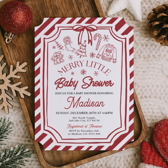 Little Merry Christmas Baby Shower Invitation (Creator Uploaded)
