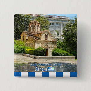 Little Metropolis church in Athens, Greece travel 15 Cm Square Badge