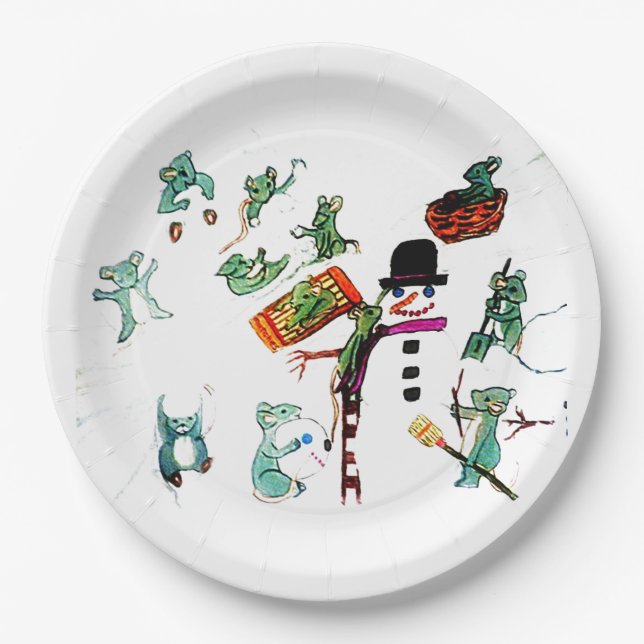 LITTLE MICE PLAY IN SNOW  PAPER PLATE (Front)