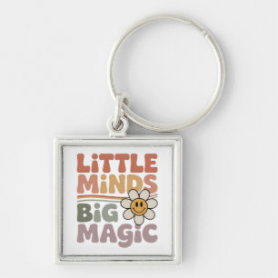 Little Minds Big Dreams Retro Teacher Quote Key Ring