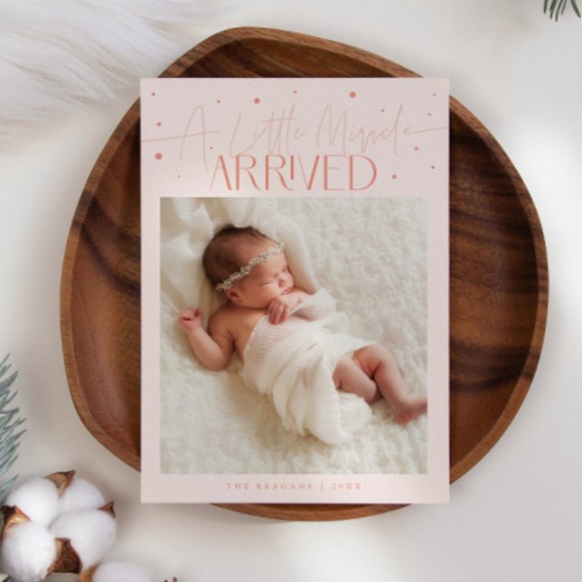 Little Miracle Christmas Peach Photo Birth  Announcement (Creator Uploaded)