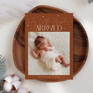 Little Miracle Christmas Terracotta Photo Birth Announcement