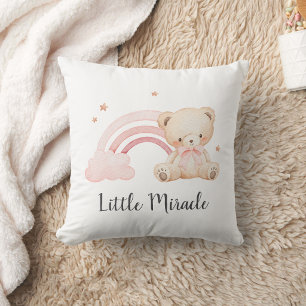 Little Miracle Rainbow Baby Girl Rainbow Bear Cushion