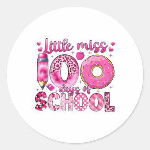 Little Miss 100 Days Of School Girls 100th Day Of Classic Round Sticker