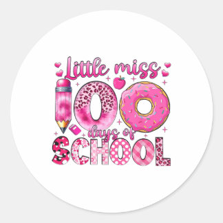 Little Miss 100 Days Of School Girls 100th Day Of  Classic Round Sticker