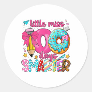Little Miss 100 Days Smarter 100th Day Of School G Classic Round Sticker