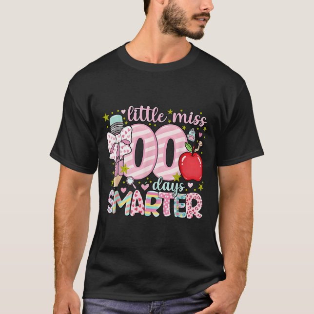 Little Miss 100 Days Smarter Kids Girls 100th Day  T-Shirt (Front)