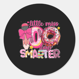Little Miss 100 Days Smarter Leopard Pencil 100th Classic Round Sticker