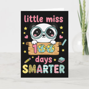 Little Miss 100 Days Smarter Panda Kawaii Pastel Card