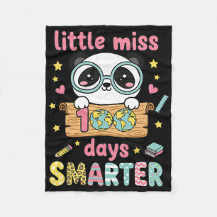 Little Miss 100 Days Smarter Panda Kawaii Pastel  Fleece Blanket