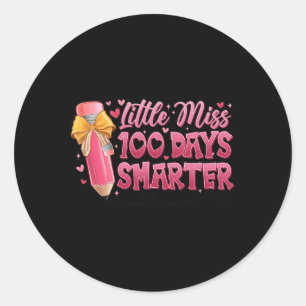 Little Miss 100 Days Smarter Pencil 100th Day Scho Classic Round Sticker