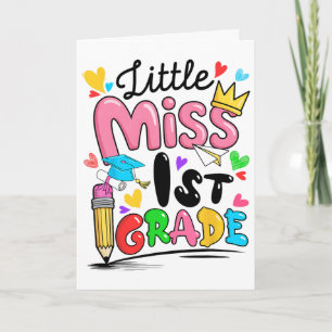 Little Miss 1st First Grade Cute Ck To School Card