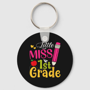 Little Miss 1st Grade Cute Ck To School Hello Firs Key Ring