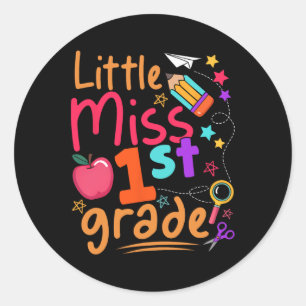 Little Miss 1st Grade First Day Of School Back To Classic Round Sticker