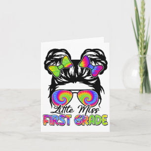 Little Miss 1st Grade Girl Ck To School Messy Bun Card