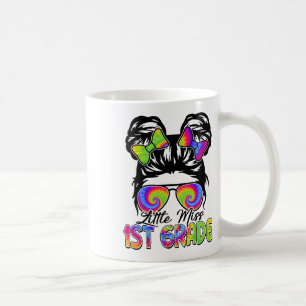 Little Miss 1st Grade Girls Ck To School Messy Bun Coffee Mug