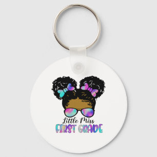 Little Miss 1st Grade Messy Bun Ck To School Stude Key Ring
