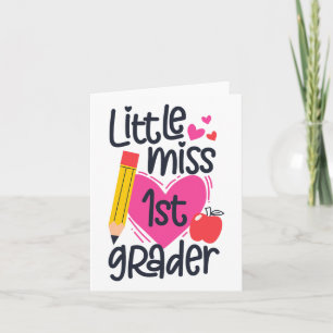 Little Miss 1st Grader First Day Of Hello First Gr Card