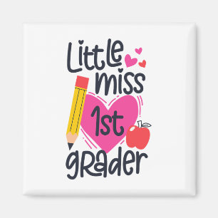 Little Miss 1st Grader First Day Of Hello First Gr Magnet