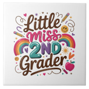 Little Miss 2nd Grade First Day of Second Grade Ceramic Tile
