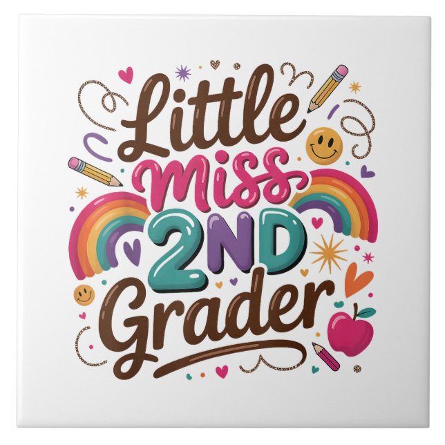 Little Miss 2nd Grade First Day of Second Grade Ceramic Tile (Front)