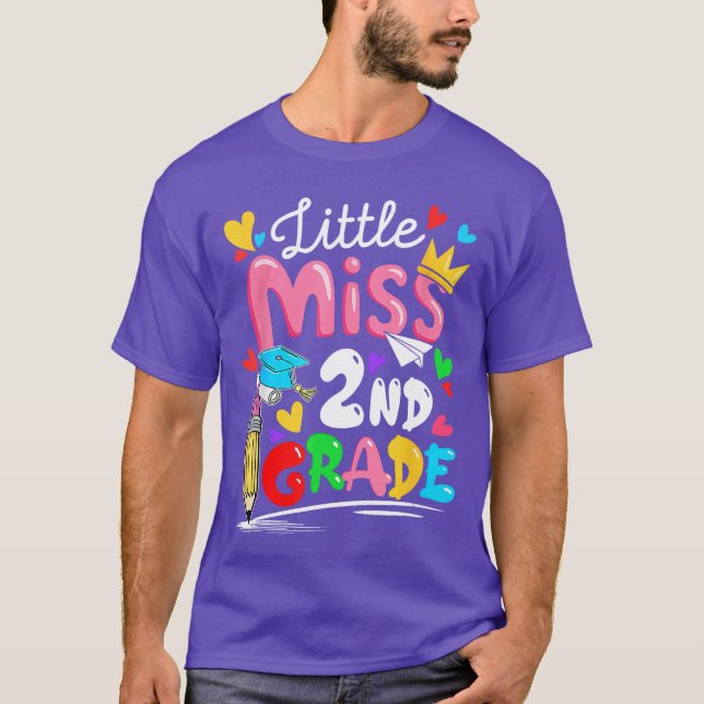 Little Miss 2nd Grade First Day of Second Grade Cu T-Shirt (Front)