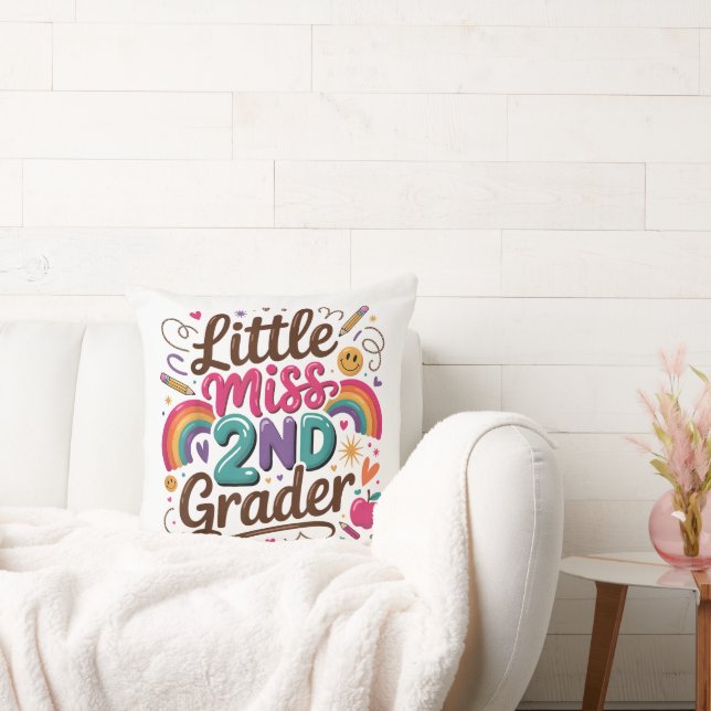 Little Miss 2nd Grade First Day of Second Grade Cushion (Couch)