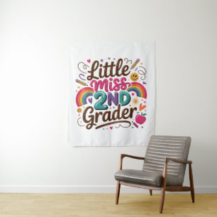 Little Miss 2nd Grade First Day of Second Grade Tapestry