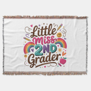 Little Miss 2nd Grade First Day of Second Grade Throw Blanket