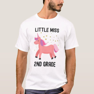 Little Miss 2Nd Grade Girls Unicorn Back To Scho T-Shirt