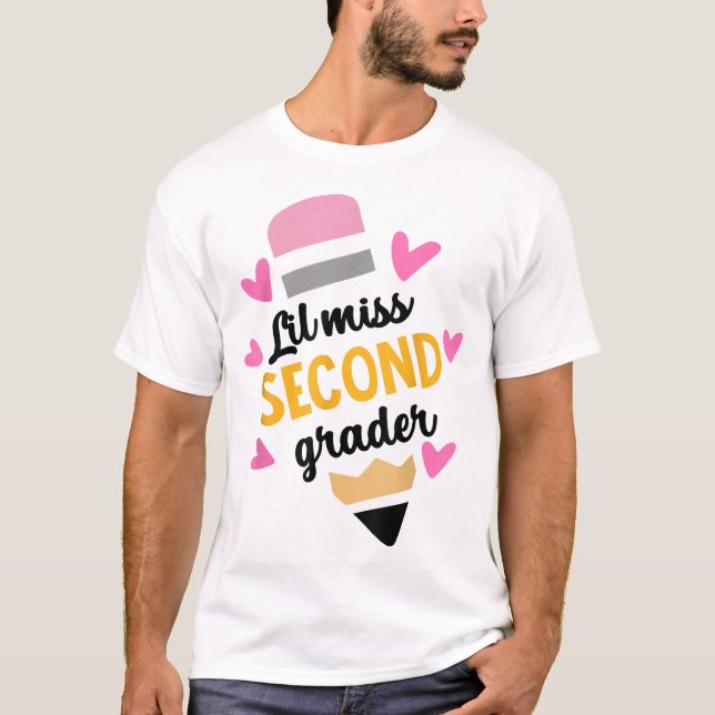 Little Miss 2Nd Grade Pencil Coquette Back T-Shirt (Front)