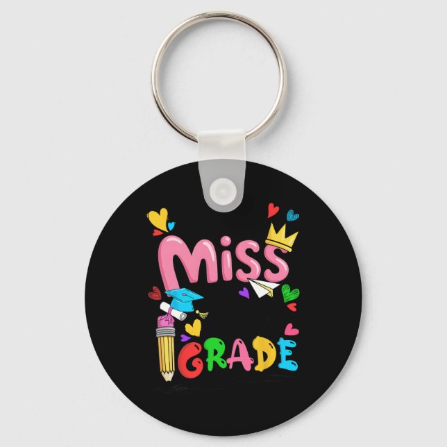 Little Miss 2nd Second Grade Cute Back To School  Key Ring (Front)