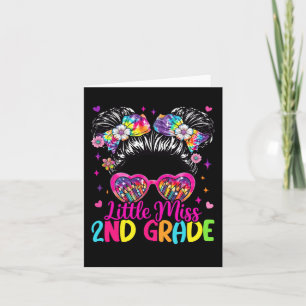 Little Miss 2nd Second Grade Messy Bun First Day O Card