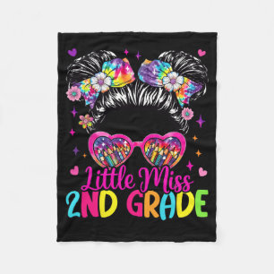Little Miss 2nd Second Grade Messy Bun First Day O Fleece Blanket